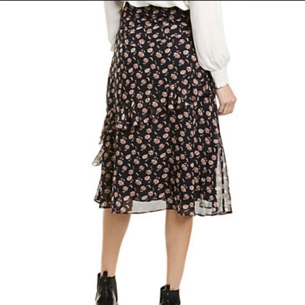 Joie 100% Silk Langlee Floral Print Ruffle Midi Skirt Size 4 - Picture 8 of 8